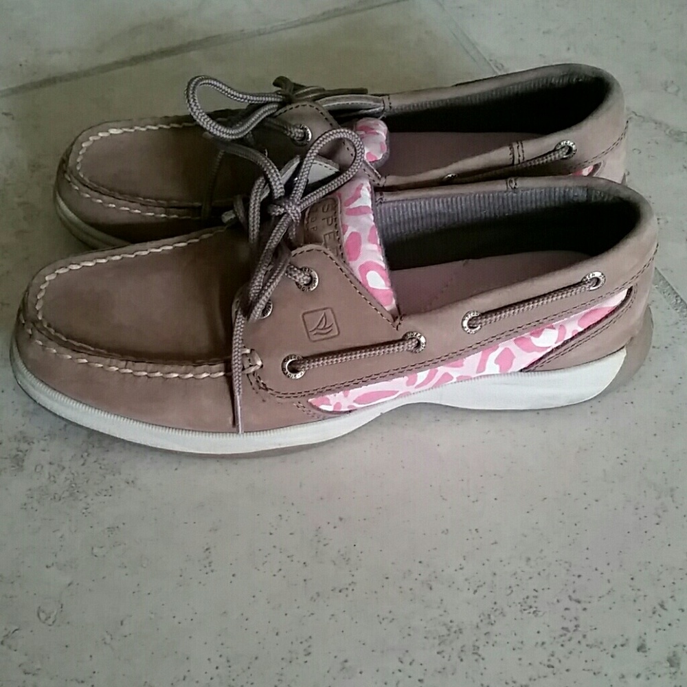 Sperry Top Sider Pink Leopard Print sz 6.5